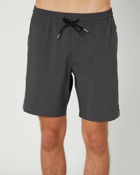 Mens Volcom Stones Hybrid Mens Elastic Waist Short Asphalt Black Size Medium