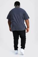 Mens Washed Black Plus Size Stretch Skinny Fit Jeans