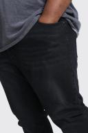 Mens Washed Black Plus Size Stretch Skinny Fit Jeans