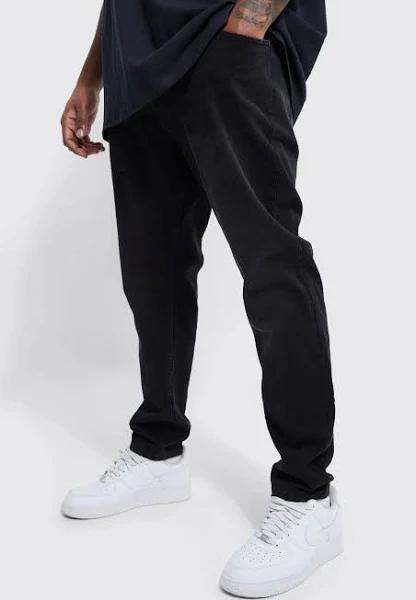 Mens Washed Black Plus Skinny Stretch Jeans