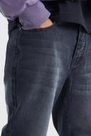 Mens Washed Black Relaxed Rigid Flare Jean