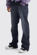 Mens Washed Black Relaxed Rigid Flare Jean