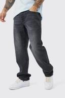 Mens Washed Black Relaxed Rigid Jean