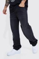 Mens Washed Black Relaxed Rigid Jeans