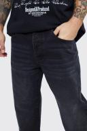 Mens Washed Black Relaxed Rigid Jeans