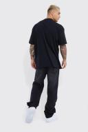 Mens Washed Black Relaxed Rigid Jeans