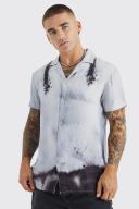 Mens Washed Black Relaxed Rigid Longline Denim Shorts