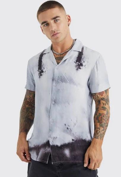 Mens Washed Black Relaxed Rigid Longline Denim Shorts