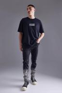 Mens Washed Black Skinny Stretch Bleach Detail Jeans