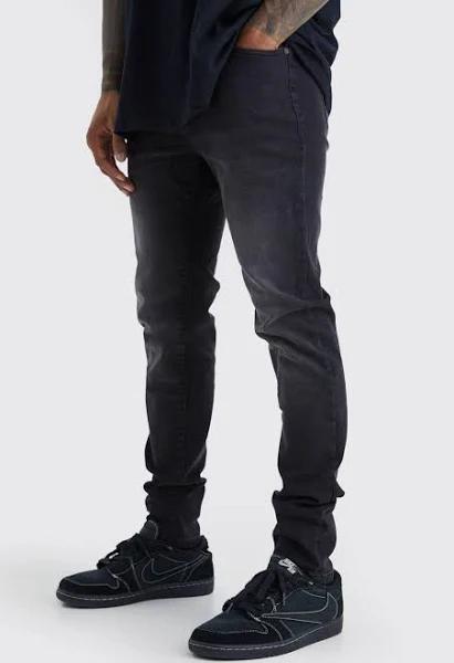 Mens Washed Black Skinny Stretch Jean