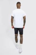 Mens Washed Black Skinny Stretch Multi Rip Denim Shorts