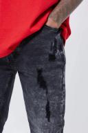 Mens Washed Black Skinny Stretch Multi Rip Jeans