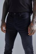 Mens Washed Black Skinny Stretch Stacked Jeans