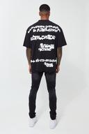 Mens Washed Black Super Skinny Distressed Paint Splat Jeans