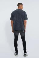 Mens Washed Black Super Skinny Distressed Paint Splat Jeans