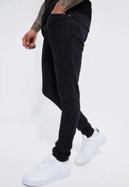 Mens Washed Black Super Skinny Jeans