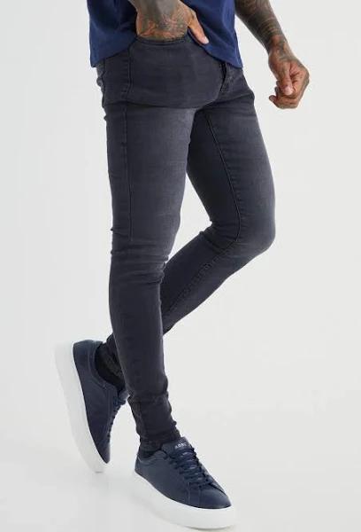 Mens Washed Black Super Skinny Stretch Jean