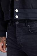 Mens Washed Black Super Skinny Stretch Jeans with Zip Hem