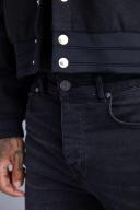 Mens Washed Black Super Skinny Stretch Jeans With Zip Hem