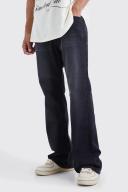 Mens Washed Black Tall Relaxed Rigid Flare Jean