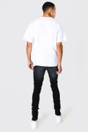 Mens Washed Black Tall Skinny Busted Knee Distressed Jean