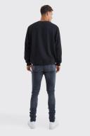 Mens Washed Black Tall Skinny Stretch All Over Ripped Jeans