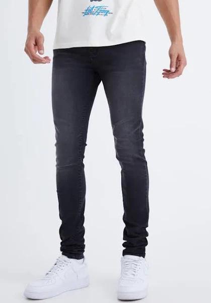 Mens Washed Black Tall Skinny Stretch Jean