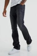 Mens Washed Black Tall Slim Rigid Flare Jean