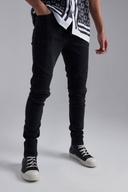 Mens Washed Black Tall Stretch Skinny Fit Biker Jean