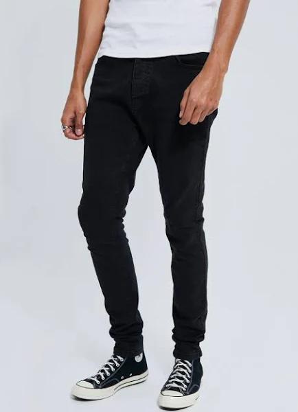 Mens Washed Black Tall Stretch Skinny Fit Jeans