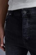 Mens Washed Black Tall Super Skinny Stretch Jean With Zip Hem