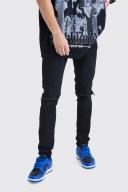 Mens Washed Black Tall Super Skinny Stretch Ripped Knee Jeans