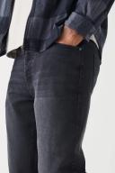 Mens Washed Black Tall Tapered Rigid Jean