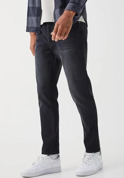 Mens Washed Black Tall Tapered Rigid Jean