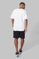 Mens White Active Chest Print Oversized Short Set