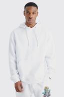 Mens White Basic Over The Head Hoodie