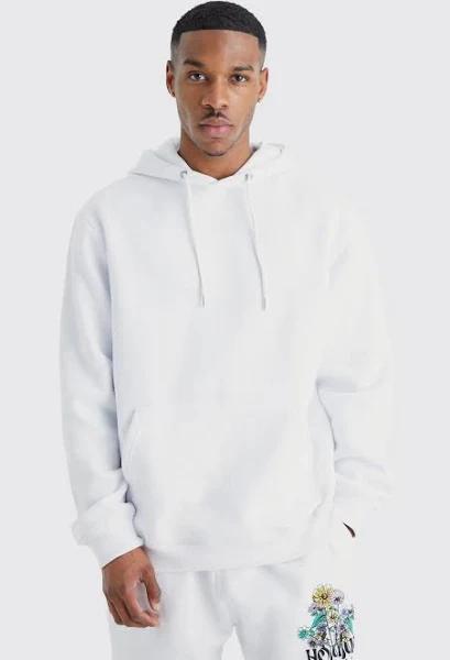 Mens White Basic Over The Head Hoodie