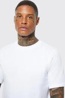 Mens White Longline Crew Neck T-Shirt