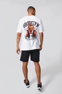 Mens White Man Active Oversized Graphic Short Set