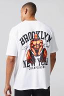Mens White Man Active Oversized Graphic Short Set