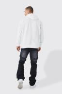 Mens White Man Signature Over The Head Hoodie