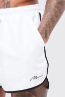Mens White Man Signature Runner Swim Short