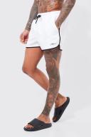 Mens White Man Signature Runner Swim Short