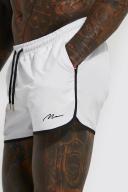 Mens White Man Signature Runner Swim Shorts