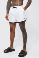 Mens White Man Signature Runner Swim Shorts