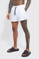 Mens White Man Signature Short Length Swim Shorts