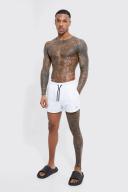 Mens White Man Signature Short Length Swim Shorts