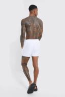 Mens White Man Signature Short Length Swim Shorts