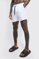 Mens White Mid Length Plain Swim Shorts