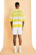 Mens White Mid Length Seersucker Swim Shorts